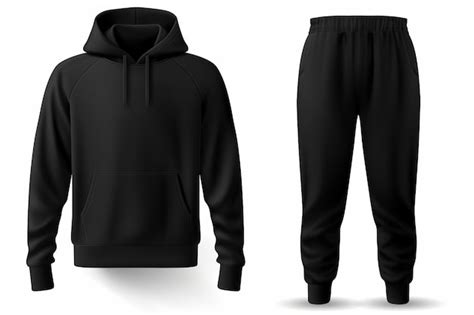 Premium Photo Black Hoodie And Sweatpants Set On White Background