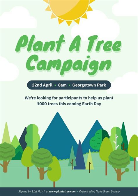 Plant A Tree Campaign Free Poster Template Piktochart