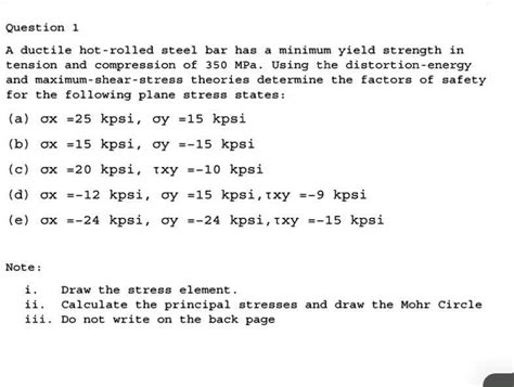 SOLVED A Ductile Hot Rolled Steel Bar Has A Minimum Yield Strength In