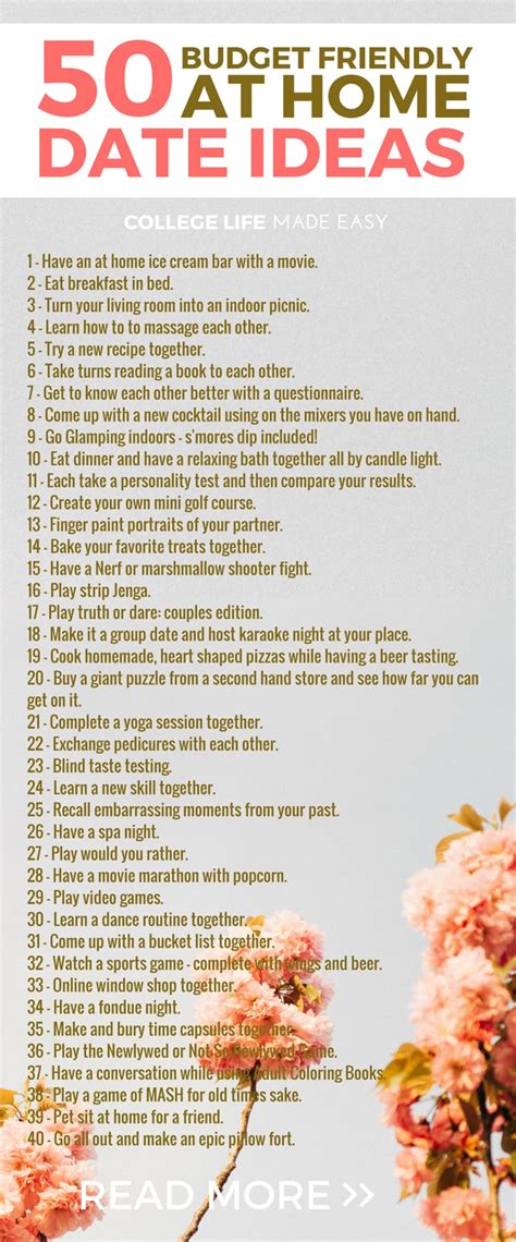 50 Cheap Stay At Home Date Ideas For Couples At Home Dates Cute
