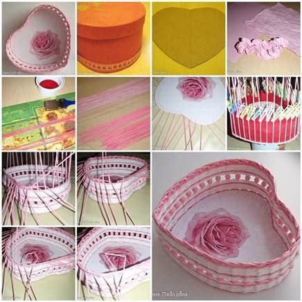 DIY Woven Paper Heart Shaped Basket