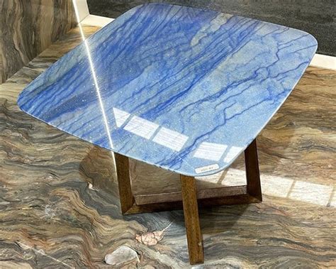 Azul Macaubas Quartzite Side Table Suppliers Wholesale Price HRST STONE