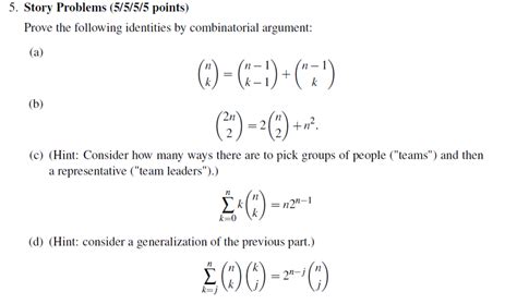 Prove The Following Identities By Combinatorial