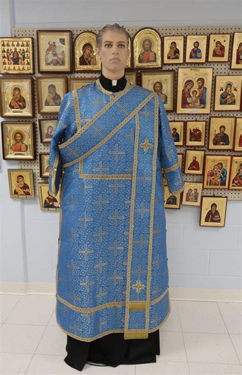 Blue Gold Deacon Dalmatic Set Byzantine Church Supplies