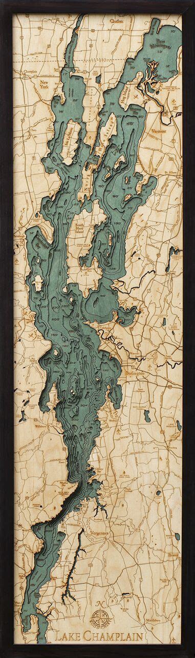 Bathymetric Map Lake Champlain, New York - Scrimshaw Gallery