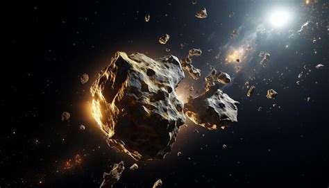 Premium AI Image | Asteroid made of pure gold in space realistic