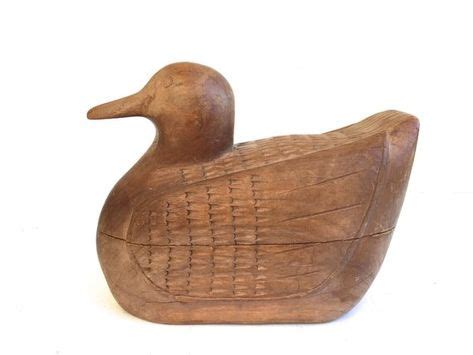 Vintage Folk Art Duck Box Jewelry Box Stash Box Hand Carved Wooden