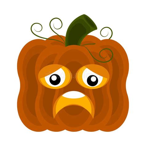 Sad Halloween Pumpkin Cartoon Character Stock Vector Illustration Of