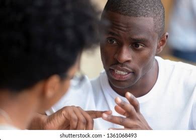 Focused African American Man Looking Speaking Stock Photo