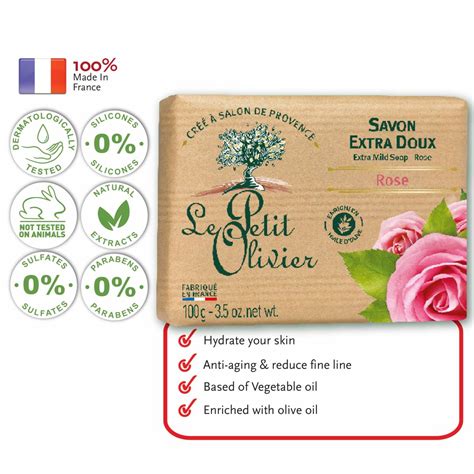 LE PETIT OLIVIER EXTRA MILD SOAP ROSE 100G Magicboo Beauty Sdn Bhd