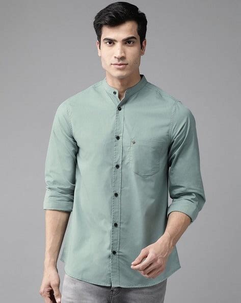 Iq Chinese Collar Men S Long Sleeve Linen Shirt Off