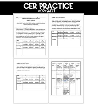 Science Cer Practice Activity Rubrics Middle School Science Teacher