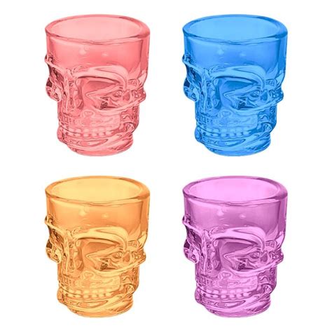 Copo De Shot Pe As Caveira Skull Doomed Ml Em Vidro Colorido