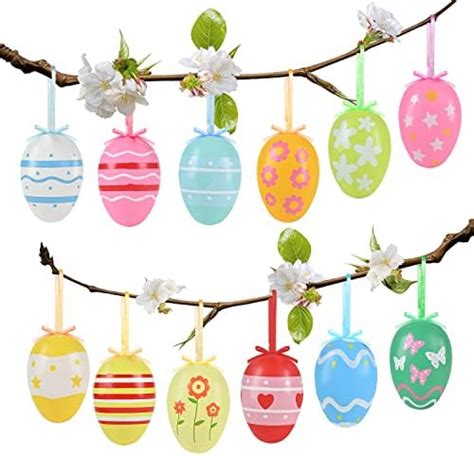 Amazon 12pcs New Colorful Paper Mache Foam Egg Hanging Ornaments