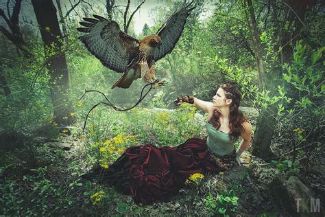 Huntress Eagle Forest Fly Girl Hd Wallpaper Peakpx