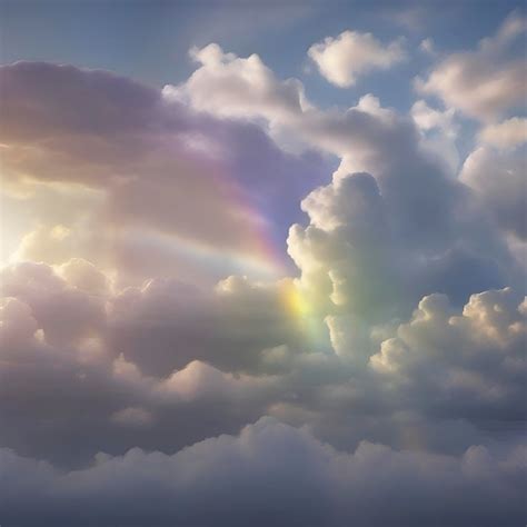 Arco Iris En El Cielo Con Nubes Y Luz Solar Fondo Colorido Aigenerado