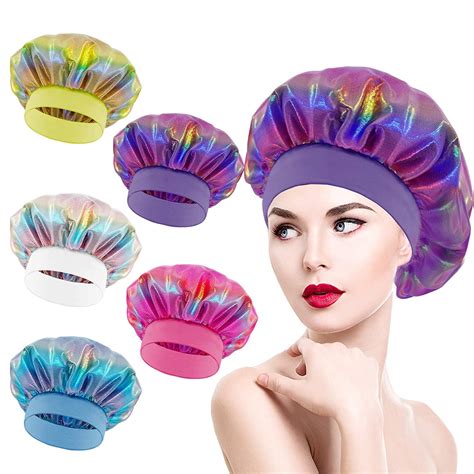 Heldig 5 Packs Shinny Satin Bonnet For Women Soft Satin Sleep Cap