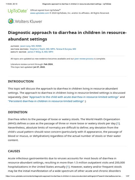 Diagnostic Approach To Diarrhea In Children In Resource Abundant