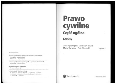 Prawo cywilne Kazusy Część ogólna Prawo cywilne cz 1 ogólne i