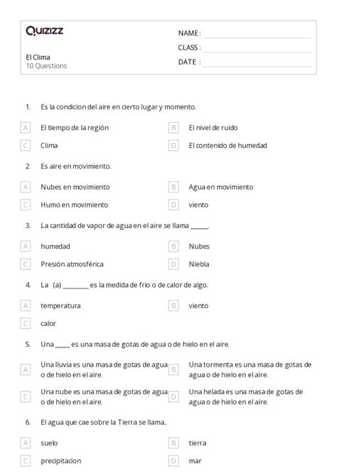 50 Clima And Estaciones Hojas De Trabajo Para Grado 2 En Quizizz Gratis E Imprimible