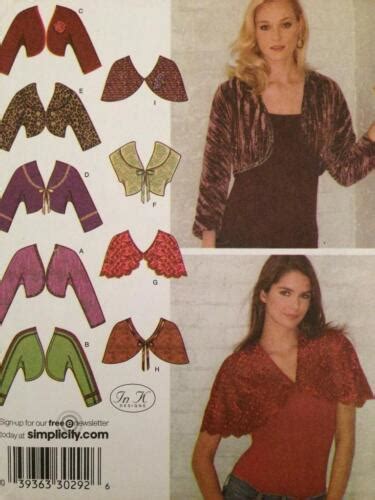 Simplicity Sewing Pattern 3921 Misses Ladies Boleros Capelets Size 16