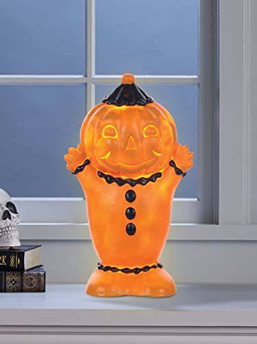 Vintage Style Blow Mold Light Up Pumpkin Clown Décor Orange