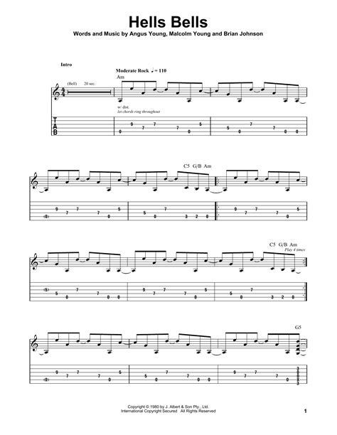 Hells Bells By Acdc Easy Guitar Tab Guitar Instructor