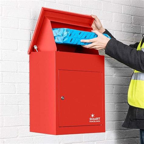 Wall Mounted Smart Parcel Drop Box Red For Secure Multiple Internet