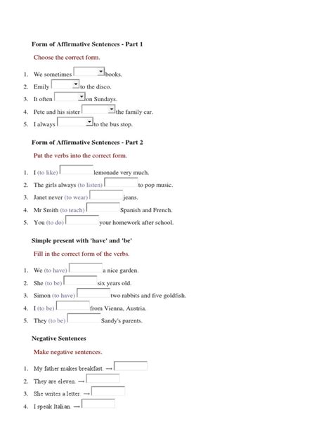 Form of Affirmative Sentences | PDF | Grammar | Language Mechanics