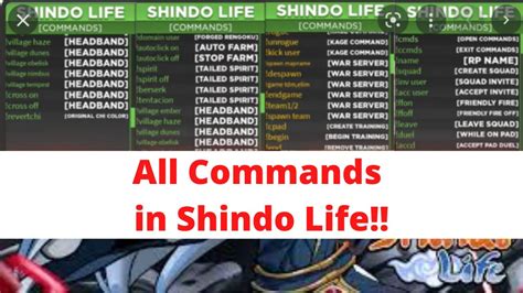 Shindo Life Commands 전체 가이드 2025 PROJAKER