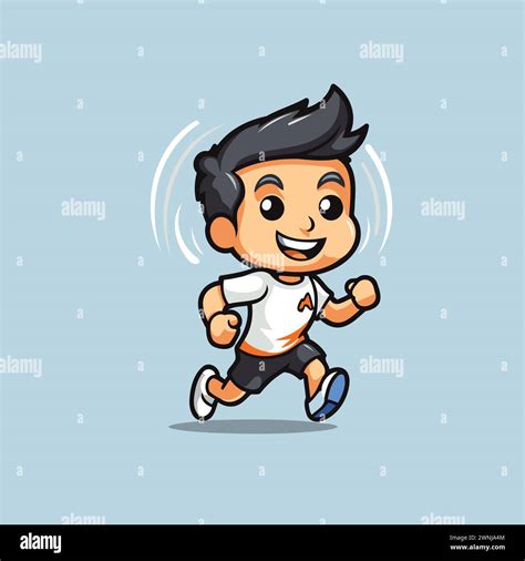 Cute boy running cartoon character vector illustration design. Healthy ...