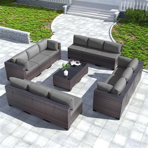 Amazon Kullavik 14PCS Outdoor Patio Furniture Set PE Wicker Rattan