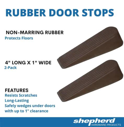 Door Stop Rubber Doors Stopper Wedges Heavy Duty Brown Reduce