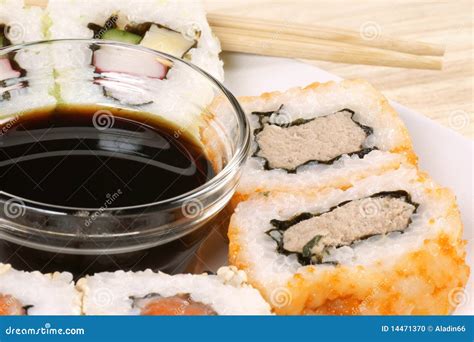 Maki Sushi With Soy Sauce Stock Photo - Image: 14471370