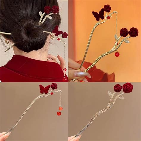 Amazon Pieces Metal Hairpin Rose Flower Hair Chopsticks