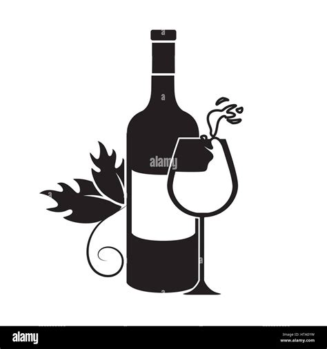 Bottle And Glass Splashing Wine Icon Stock Vector Image Art Alamy