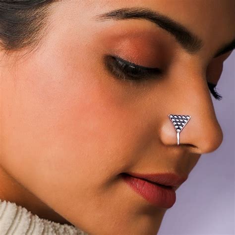 Giva 925 Oxidised Silver Bead Triangle Clip On Nose Pin For Women Buy