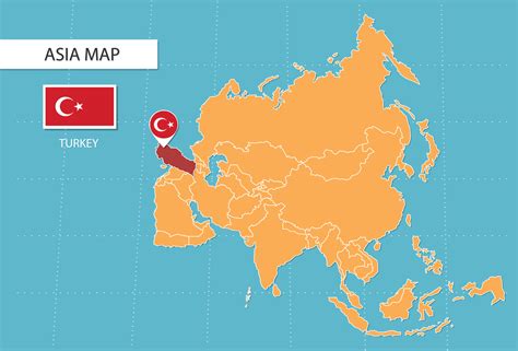 mapa de turquía en asia íconos que muestran la ubicación de turquía y