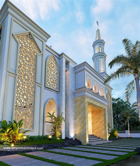 desain tampak detail depan masjid al falah style classic  lantai