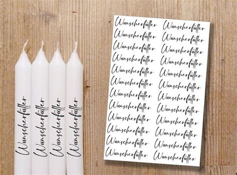 Gastgeschenke 30 Schriftzüge für Stabkerzen Hochzeit Kommunion