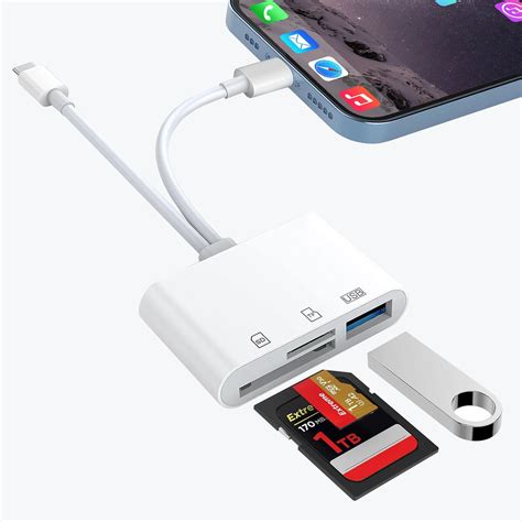 Lecteur de Carte mémoire 5en1 Adaptateur OTG pour iPhone iPad