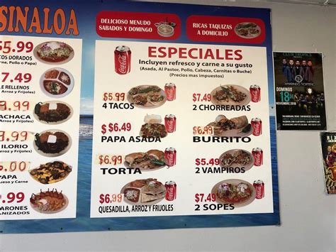 Menu At Tacos Estilo Sinaloa Restaurant Downey