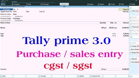 Tally Prime Gst In Tally Prime Purchase Entry In Tally Purchase Entry In Tally Prime Gst