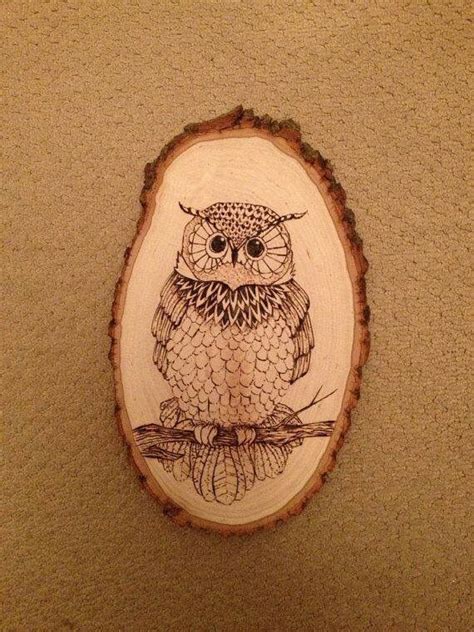 Owl Burned On Slice Of Wood Pyrography Wood Burning Techniques Wood