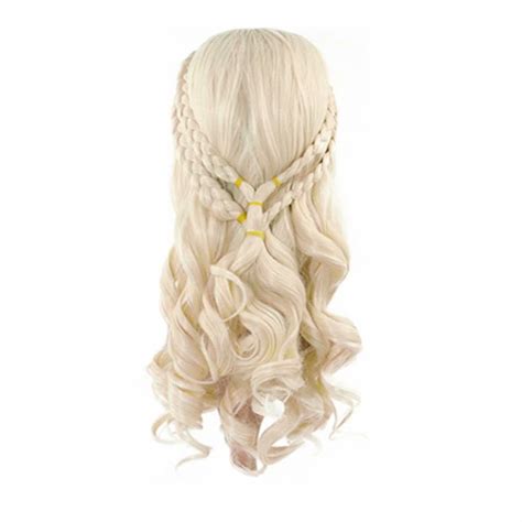 Fluffy Blonde Long Curly Wig For Cosplay Halloween Parties Heat Resistant Adjustable Size