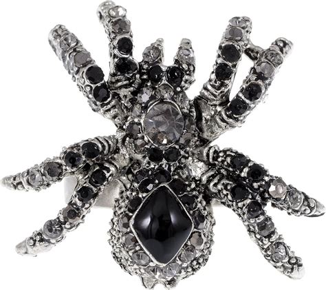 Spider Button Spider Costume Spider Jewelry Goth Ring Spider Ring Halloween Jewelry Black Spider ...