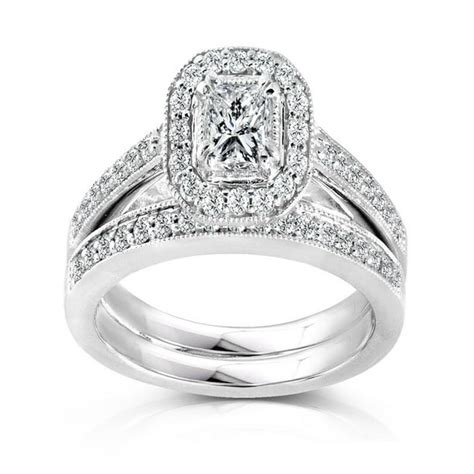 Jeenjewels Closeout Halo Sale Handcrafted Wedding Set Ring 1 Carat Princess Cut Diamond On