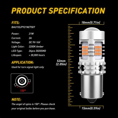 Auxito Pcs No Hyper Flash T P W Ba S Led Bulb Lm