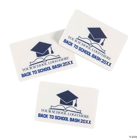 Bulk 72 Pc. Personalized School Logo Erasers | Oriental Trading