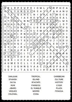 Puerto Rico Word Search Puzzle No Prep Activity Worksheet Morning Work